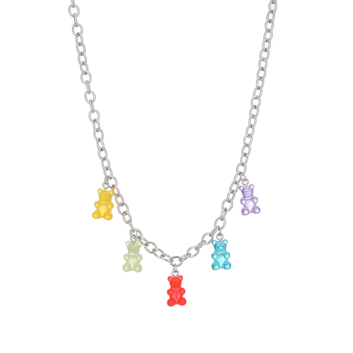 Cute Cartoon Transparent Bear Pendant Necklace Wholesale Gooddiy