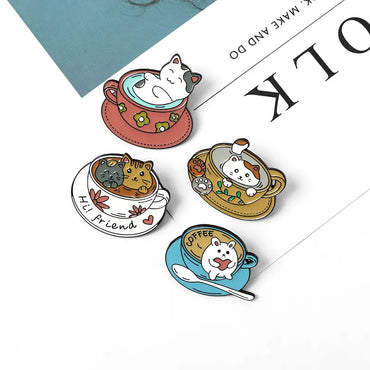 Cute Cat Alloy Enamel Unisex Brooches