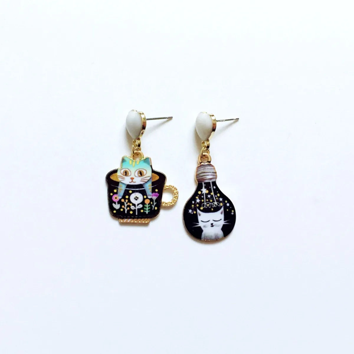 Cute Cat Alloy Enamel Women's Drop Earrings 1 Pair