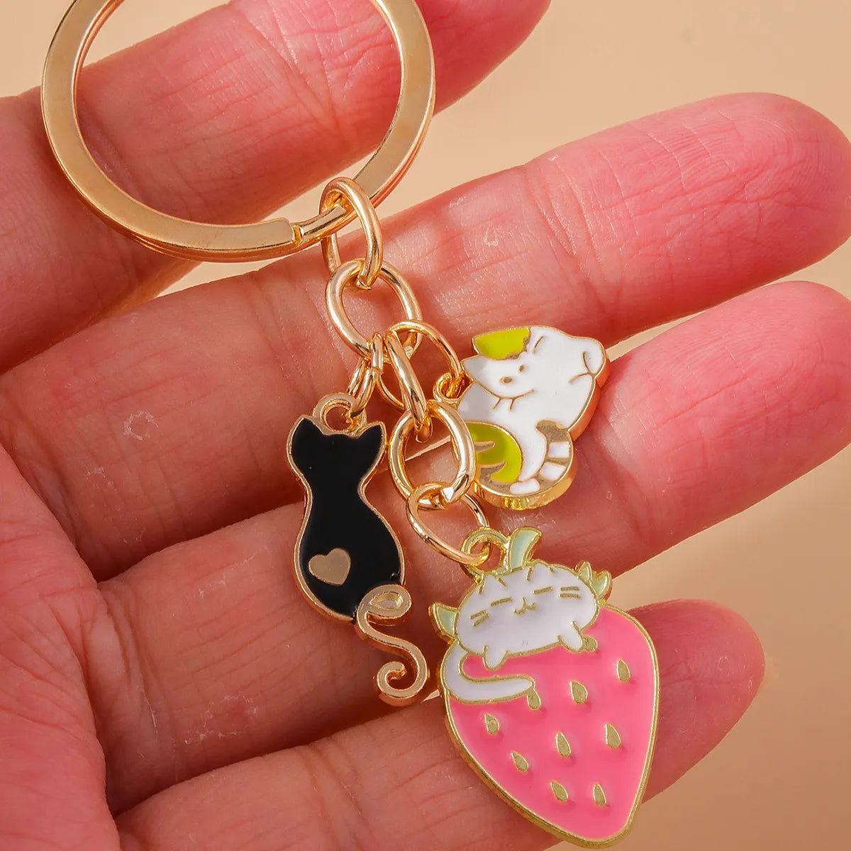 Cute Cat Alloy Keychain