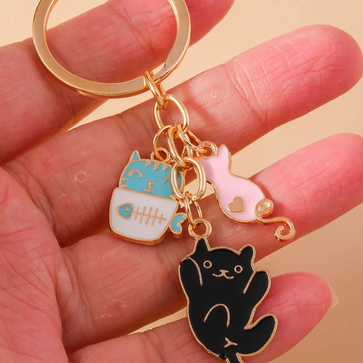 Cute Cat Alloy Keychain