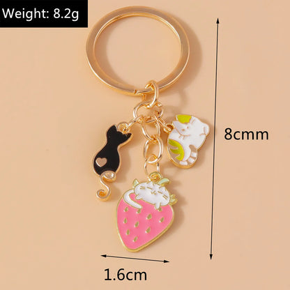 Cute Cat Alloy Keychain