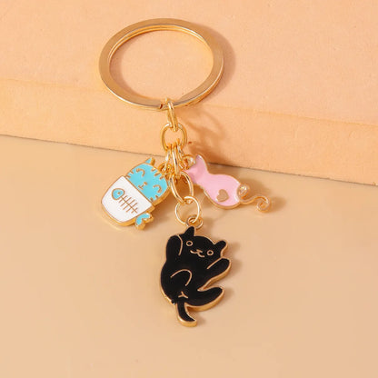 Cute Cat Alloy Keychain