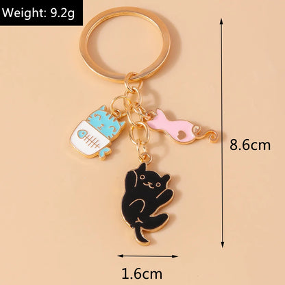 Cute Cat Alloy Keychain