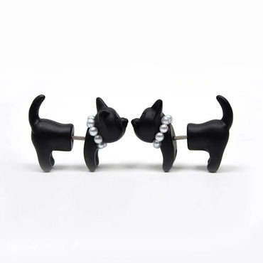 Cute Cat Alloy Plating Artificial Pearls Ear Studs 1 Piece