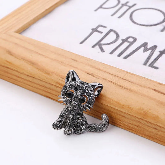 Cute Cat Alloy Plating Inlay Zircon Unisex Brooches