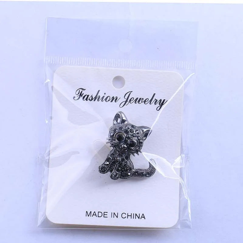 Cute Cat Alloy Plating Inlay Zircon Unisex Brooches