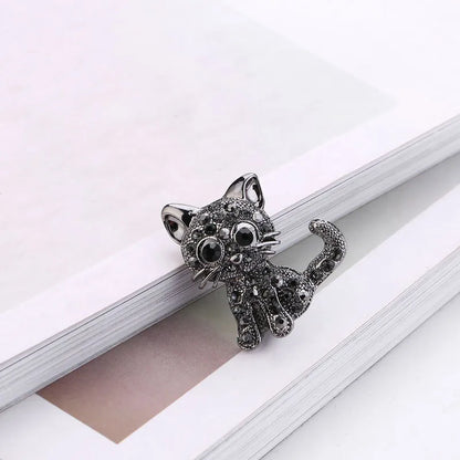 Cute Cat Alloy Plating Inlay Zircon Unisex Brooches