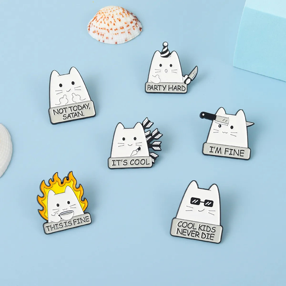 Cute Cat Alloy Plating Metal Brooches