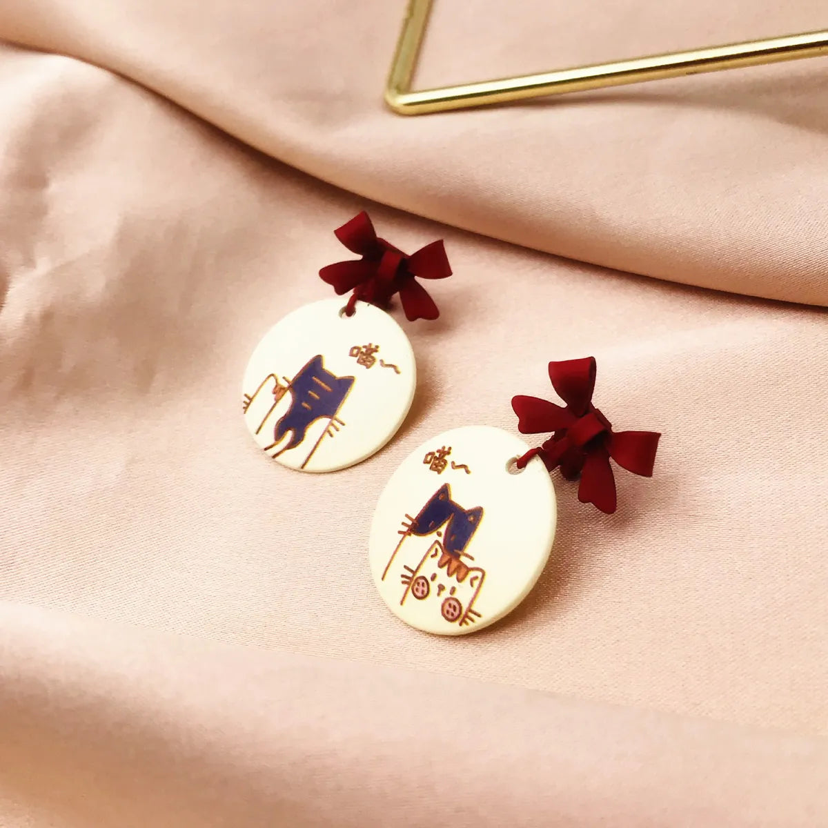 Cute Cat Alloy Stoving Varnish Drop Earrings