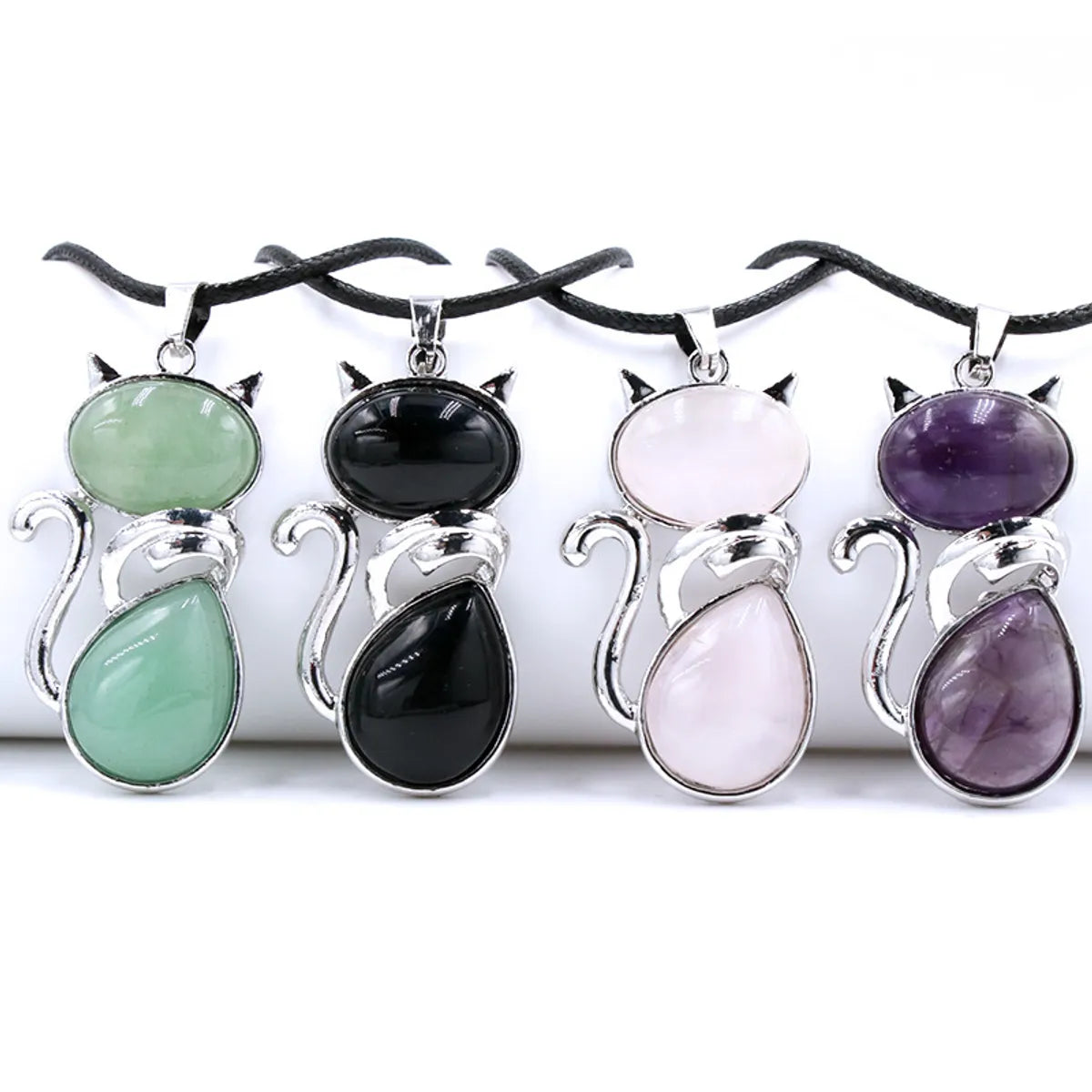 Cute Cat Crystal Polishing Pendant Necklace