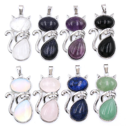 Cute Cat Crystal Polishing Pendant Necklace