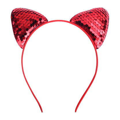 Cute Cat Ears Cloth Sequins Hair Band 1 Piece