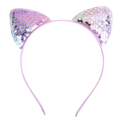 Cute Cat Ears Cloth Sequins Hair Band 1 Piece