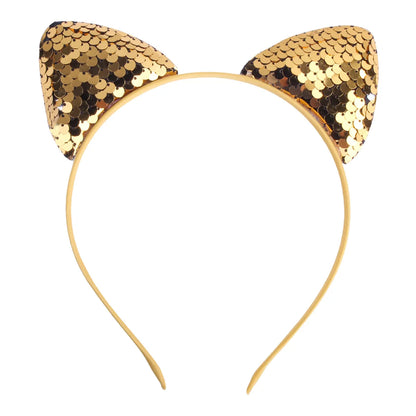 Cute Cat Ears Cloth Sequins Hair Band 1 Piece