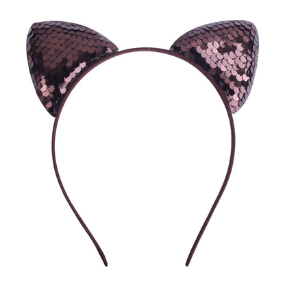 Cute Cat Ears Cloth Sequins Hair Band 1 Piece