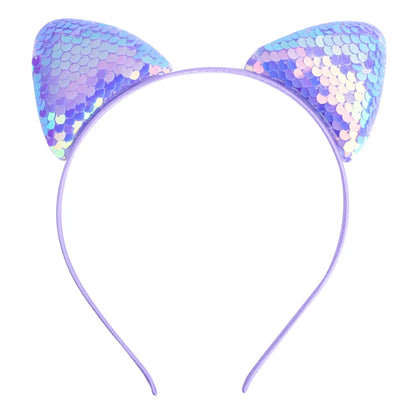 Cute Cat Ears Cloth Sequins Hair Band 1 Piece