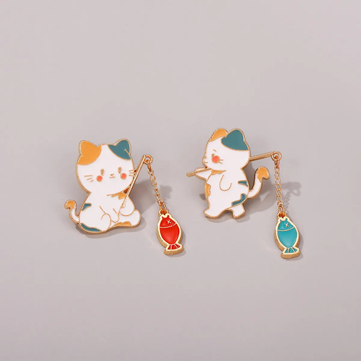 Cute Cat Fish Alloy Enamel Unisex Brooches