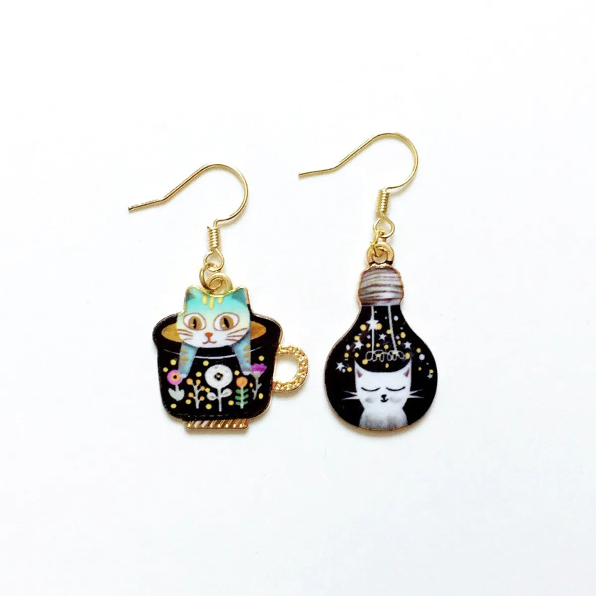 Cute Cat Metal Enamel Women'S Drop Earrings 1 Pair