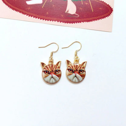 Cute Cat Metal Enamel Women'S Drop Earrings 1 Pair