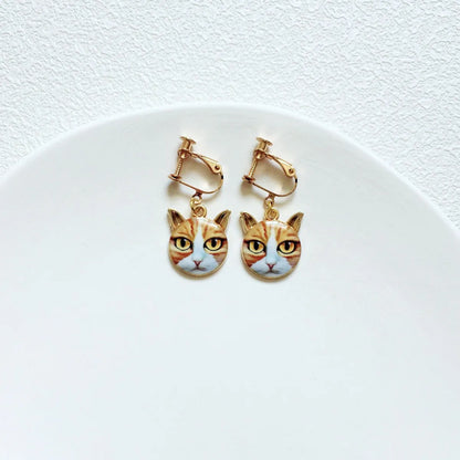 Cute Cat Metal Enamel Women'S Drop Earrings 1 Pair