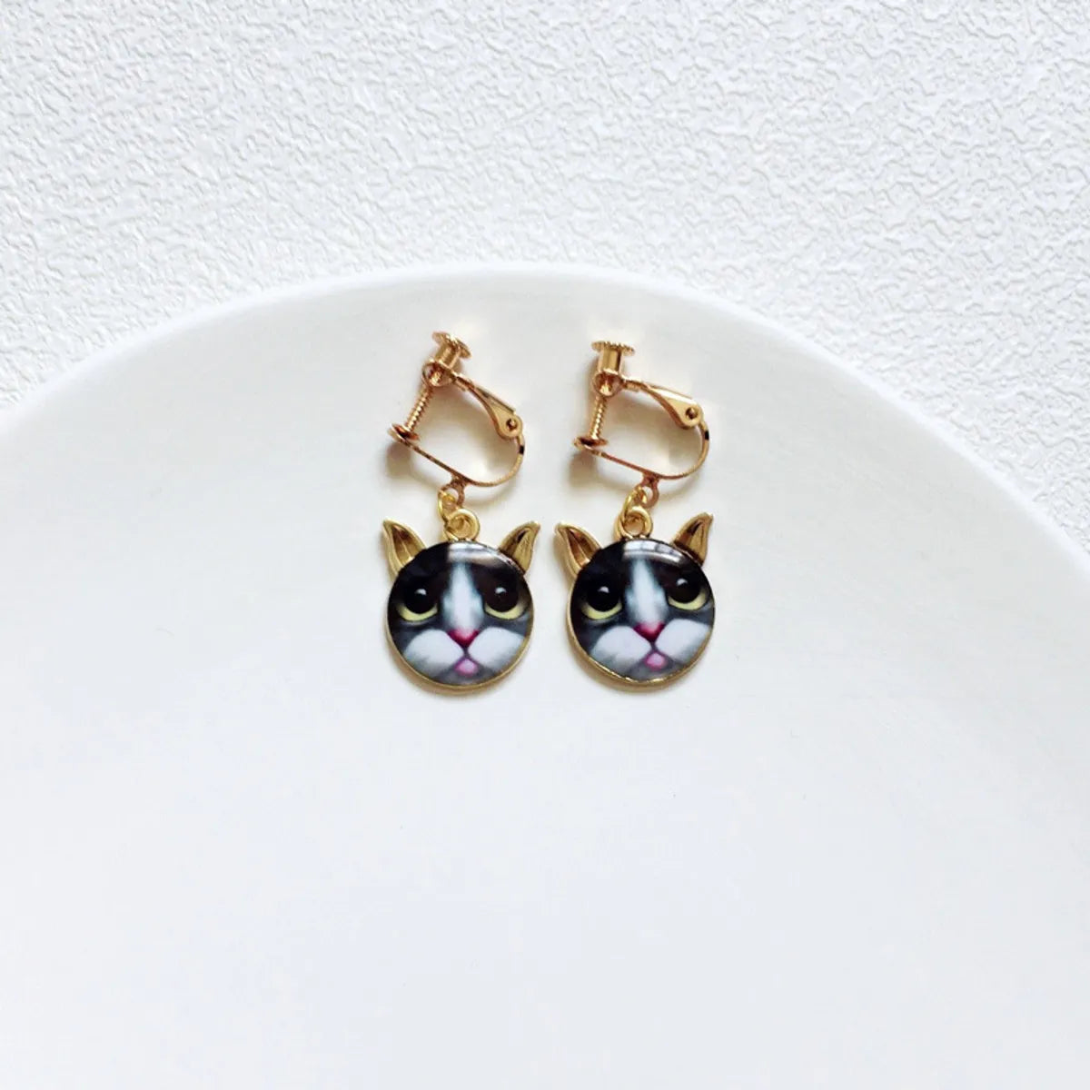 Cute Cat Metal Enamel Women'S Drop Earrings 1 Pair