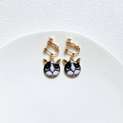 Cute Cat Metal Enamel Women'S Drop Earrings 1 Pair