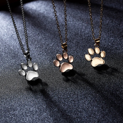 Cute Cat Paw Pendant Necklace Fashion Footprint Alloy Necklace