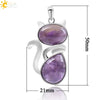 Cute Cat Pendant Necklace For Women With Natural Stone And Alloy Accessories Minimalist Animal Jewelry Polished Hanging Ornament