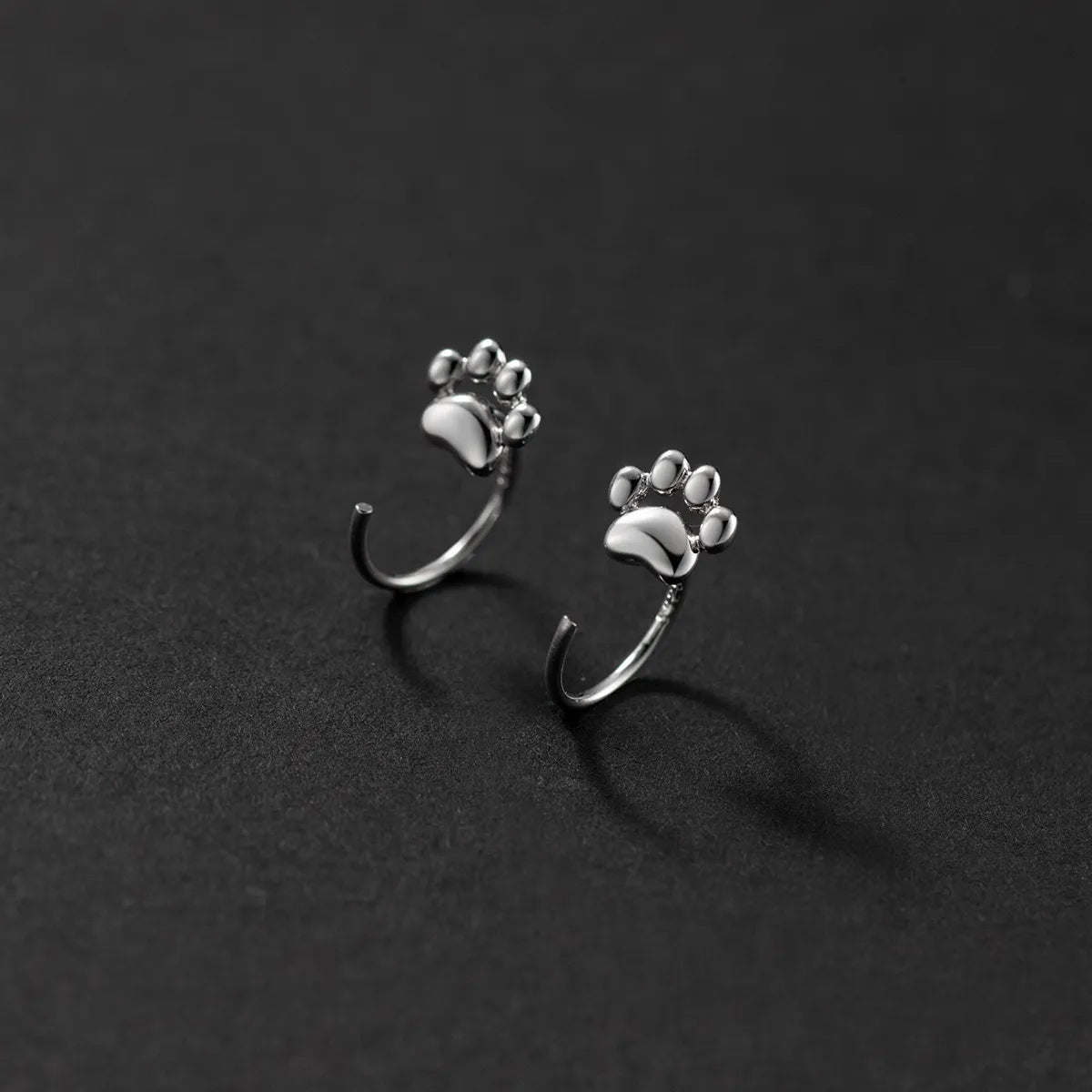 Cute Cat's Paw Sterling Silver Plating Ear Studs 1 Pair