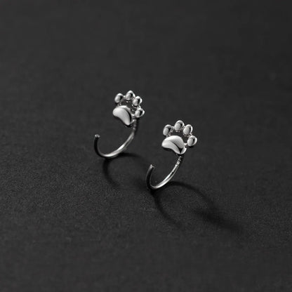 Cute Cat's Paw Sterling Silver Plating Ear Studs 1 Pair