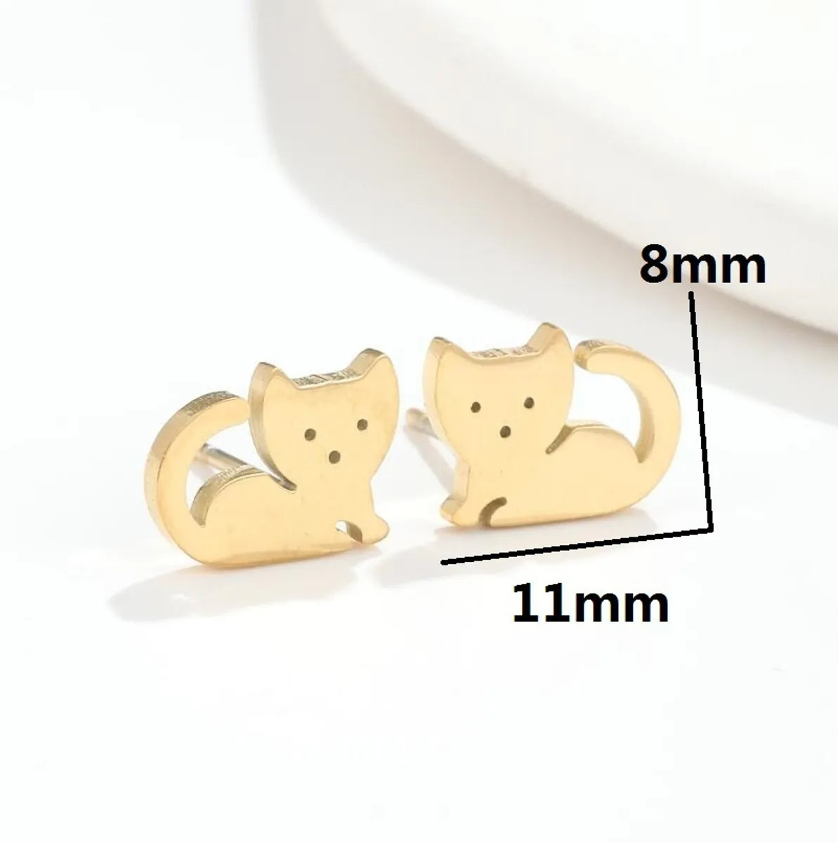 Cute Cat Stainless Steel Plating Ear Studs 1 Pair