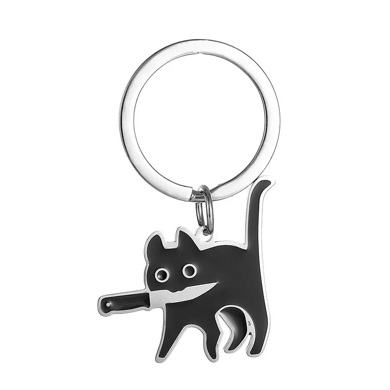 Cute Cat Stainless Steel Unisex Bag Pendant Keychain