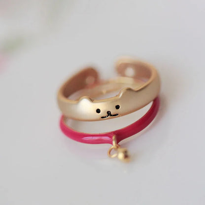 Cute Cat Sterling Silver Charm Open Rings