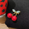 Cute Cherry Alloy Enamel Rhinestones Women'S Brooches