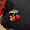 Cute Cherry Alloy Enamel Rhinestones Women'S Brooches