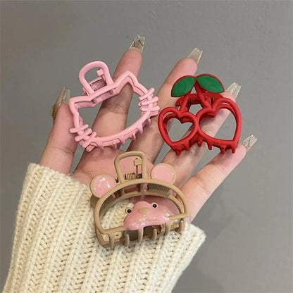 Women'S Cute Cherry Cat Alloy Hair Claws