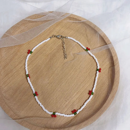 Cute Cherry Glass Beaded Women's Necklace