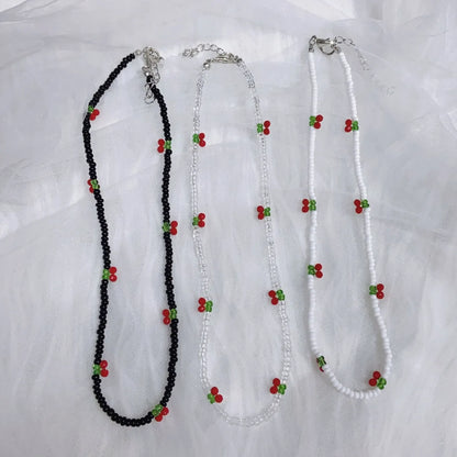 Cute Cherry Glass Beaded Women's Necklace