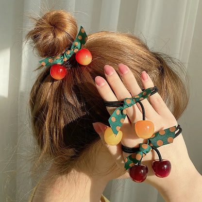 Cute Cherry Resin Hair Tie