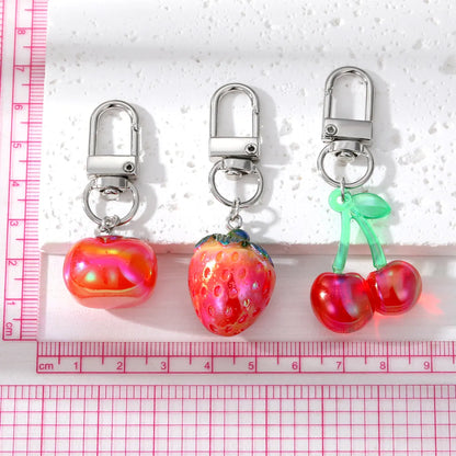 Cute Cherry Strawberry Tomato Resin Bag Pendant Keychain