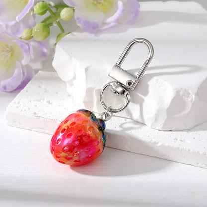 Cute Cherry Strawberry Tomato Resin Bag Pendant Keychain