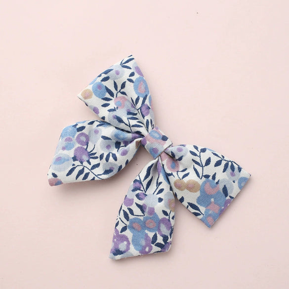 Cute Children’s Cotton Fabric Bow Hair Clip Handmade Plaid Printed Pointed Word Barrette Princess Hairpin