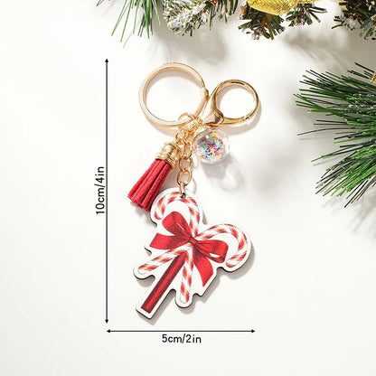 Cute Christmas Hat Christmas Socks Wood Christmas Unisex Keychain