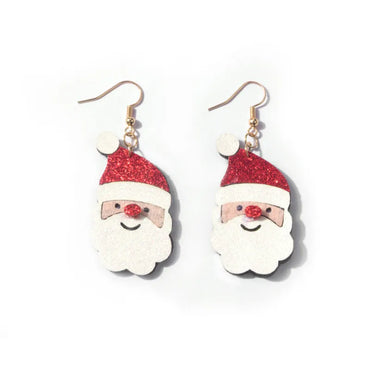 1 Pair Cute Christmas Hat Christmas Tree Santa Claus Pu Leather Earrings