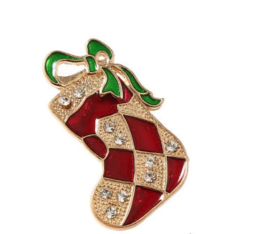 Cute Christmas Hat Christmas Tree Santa Claus Rhinestone Enamel Inlay Rhinestones Pearl Women'S Brooches