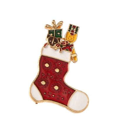 Cute Christmas Hat Christmas Tree Santa Claus Rhinestone Enamel Inlay Rhinestones Pearl Women'S Brooches