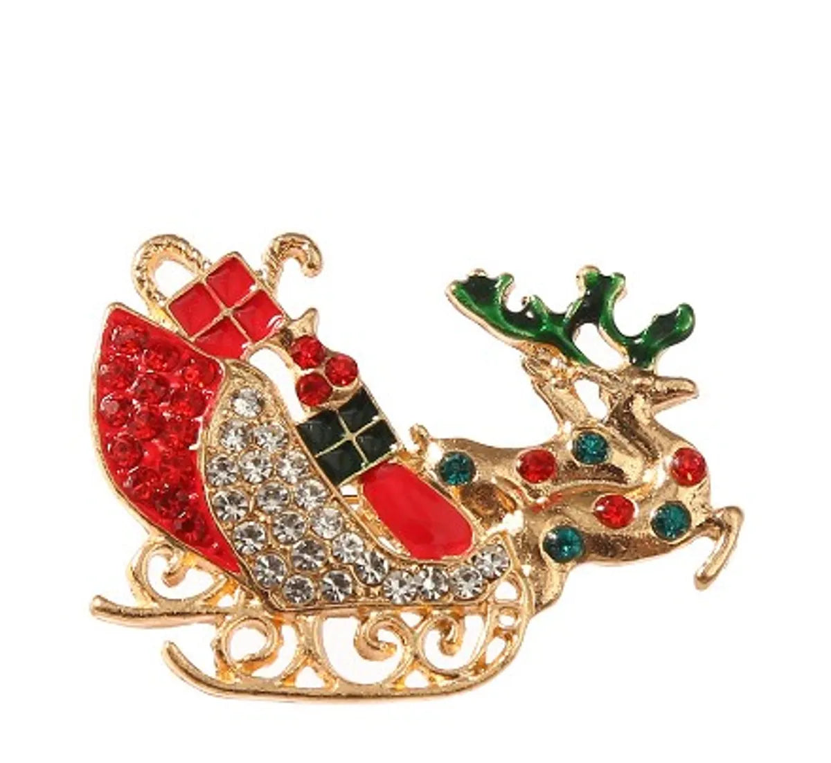 Cute Christmas Hat Christmas Tree Santa Claus Rhinestone Enamel Inlay Rhinestones Pearl Women'S Brooches