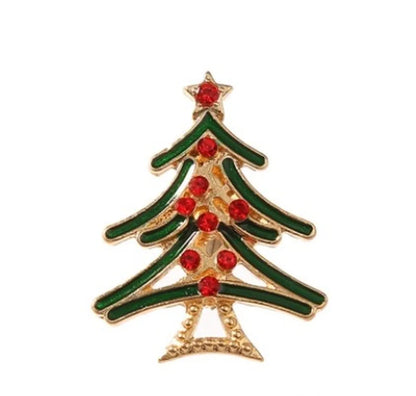 Cute Christmas Hat Christmas Tree Santa Claus Rhinestone Enamel Inlay Rhinestones Pearl Women'S Brooches