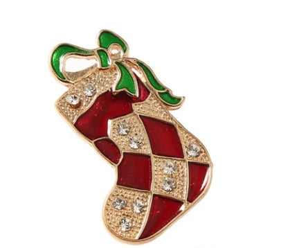 Cute Christmas Hat Christmas Tree Santa Claus Rhinestone Enamel Inlay Rhinestones Pearl Women'S Brooches